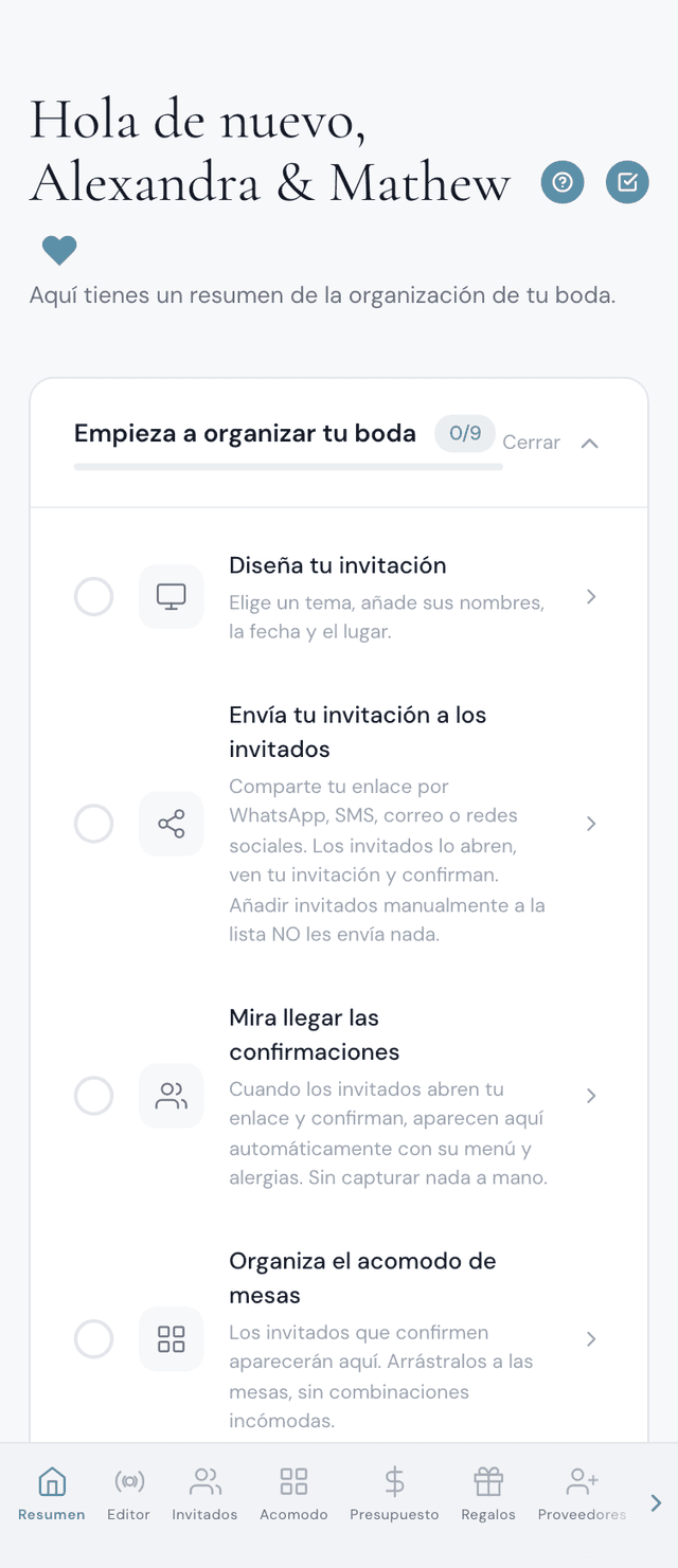 Wedding planner dashboard preview