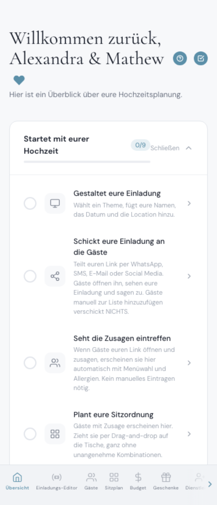 Musikwünsche der Hochzeitsgäste über die Zusage gesammelt